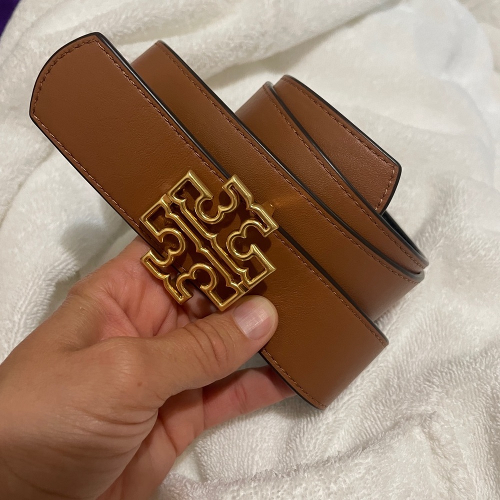 Reversible Britten logo belt 1 1/2 inch, black/classic tan, size L